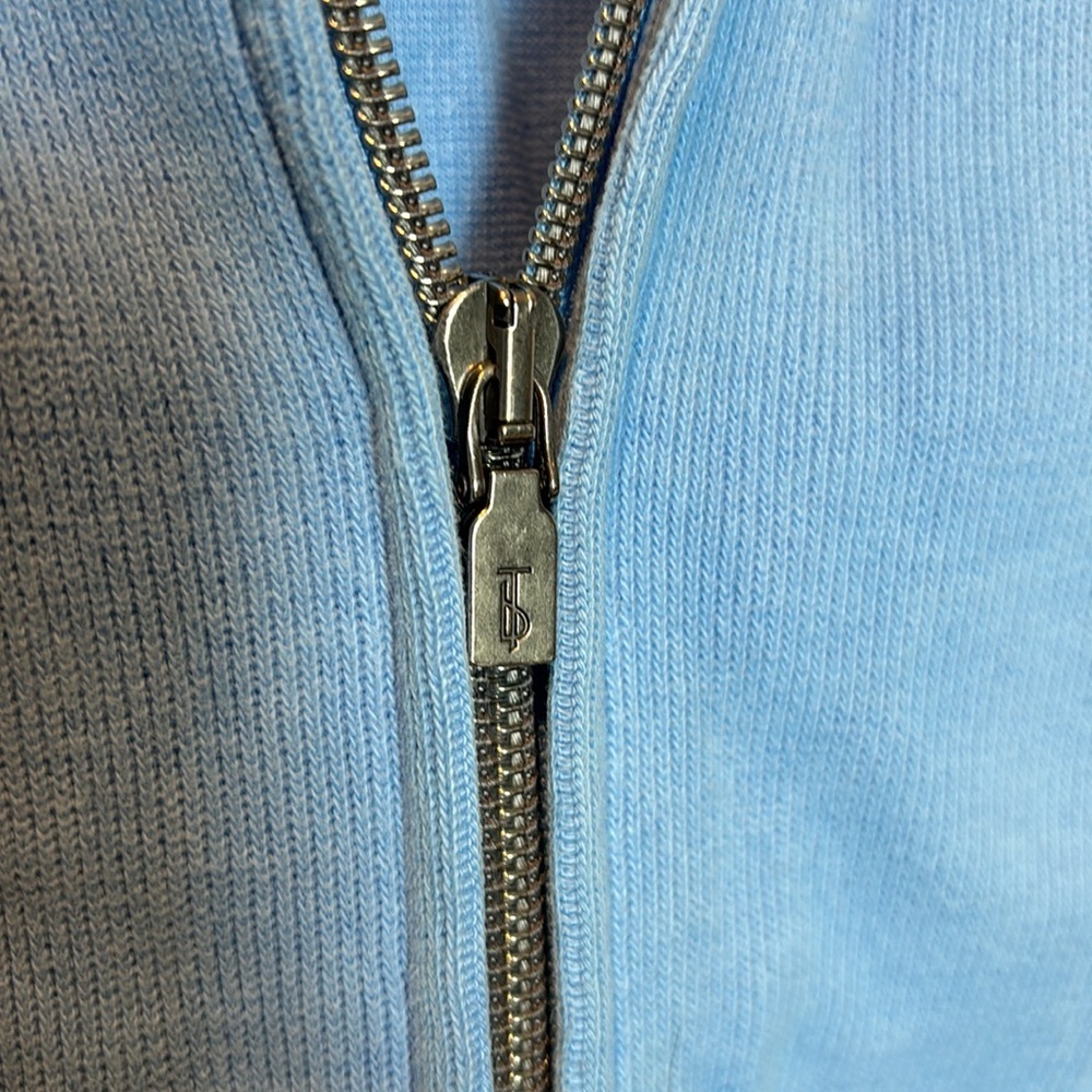Tommy Bahama Full Zip Light Blue Cotton Sweater - Picture 5 of 7